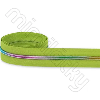 Zip Zip spirálový 5mm metráž zelená/duhová