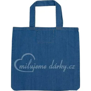 Větší džínová nákupní / plážová taška přes rameno, modrý denim