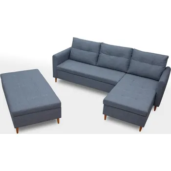 Sedací souprava Rozkládací rohová sedačka OREON s taburetem šedá DOPRODEJ