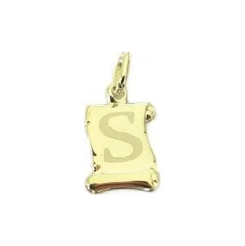 Přívěsek Zlatý přívěšek písmenko "S" Svitek menší 21mm 0,40g Zlato 14k(585/1000)