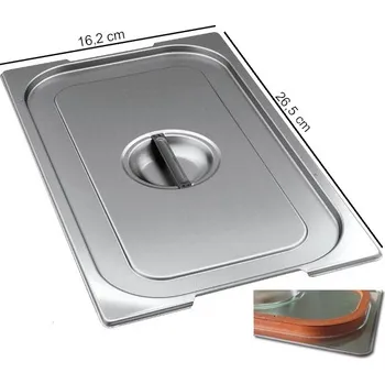 Gastro víko s výřezem na úchyt GN 1/4 a silikonovým těsněním (Víko nerez PROFI se silikonovým těsněním, velikost GN 1/4)