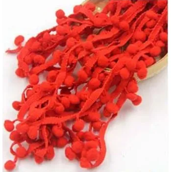 Prýmek - bambulky 15 mm, cihlová červená, balení 4,57m