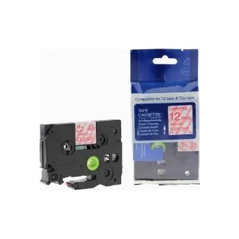 Pásek do tiskárny Kompatibilní páska s Brother TZ-132 / TZe-132 12mm x 8m, červený tisk / průhledný podklad