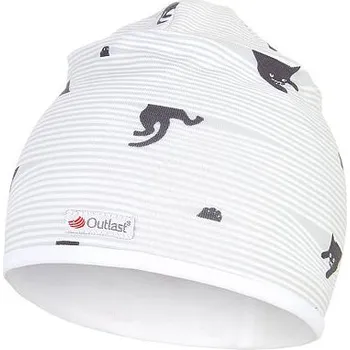 Čepice Dětská čepice Little Angel podšitá BIO Outlast® bílá - černá kočka/bílá obvod hlavy 36-38 cm