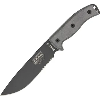 lovecký nůž ESEE Model 6 Serrated Tactical Grey Sheath Black