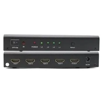 PremiumCord HDMI switch 4:1, kovový, dálkové ovl.