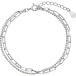 Stříbrný náramek dvojitý řetízek kuličky a oválky 63004