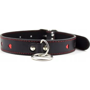 LOLO kožený obojek se srdíčky a vodítkem