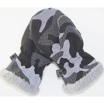 Dětské softshellové rukavice Fantom s kožíškem černé maskáč reflexní - palčáky velikost rukavic 2-3 roky (2)