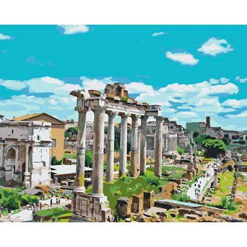 Malování podle čísel - Forum Romanum, Řím 3 Velikost: 40x50cm, Rámování: Pouze srolované plátno
