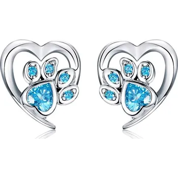 Náušnice Olivie Stříbrné náušnice TLAPKA v SRDCI 4822 Ag 925; ≤1,3 g.