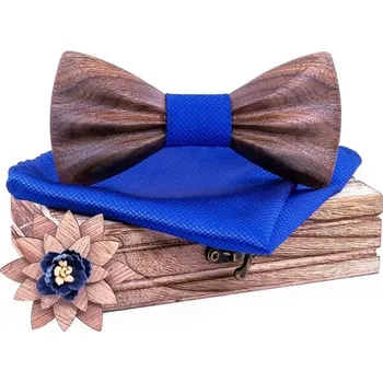 SET Dřevěný motýlek 3D Modrý Modrá