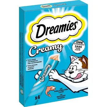 Pamlsek pro kočku 4ks-4x10g Dreamies Creamy Snacks losos pamlsky pro kočky