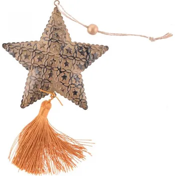 Vánoční dekorace Závěs Hvězda 11,5cm s třásněmi, zlatá