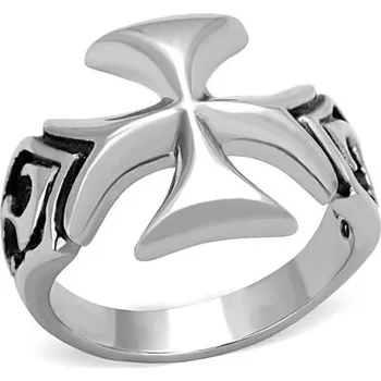 Prsten Šperky4U Ocelový prsten maltézský kříž - velikost 68 - OPR1592-68