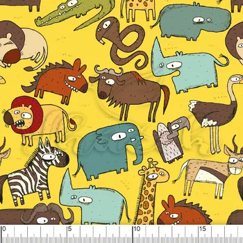 Zakázkový tisk, softshell, kočárkovina... Wild Africa žlutá Látky k tisku: Microfirba