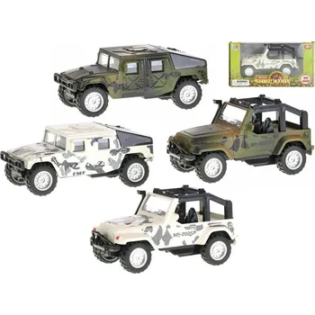 autíčko Auto vojenské 10cm kov zpětný chod 2druhy 2barvy v krabičce 24ks v DBX