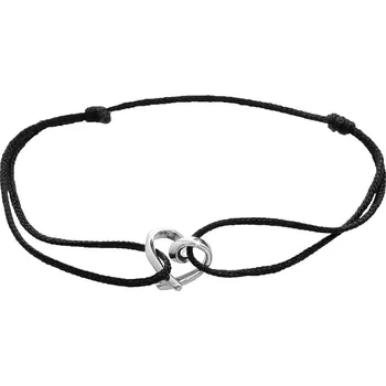 Náušnice Provázkový náramek se stříbrným přívěskem s motivem nepřesně spojeného srdce
