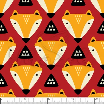 Zakázkový tisk, softshell, kočárkovina... Lišky na červené Látky k tisku: Fleece