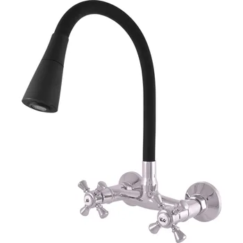 Vodovodní baterie Slezák Rav MORAVA RETRO MK302.5/13 dřezová baterie flexi se sprchou 150 mm chrom-černá