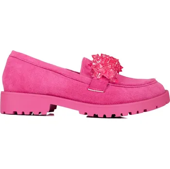 Dámské mokasíny Růžové semišové mokasíny s krystaly GD-XR-335B-FU Velikost: 37