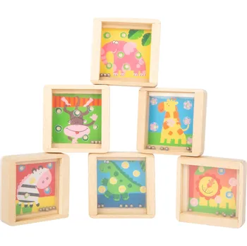 Dřevěná hračka Small foot Mini kuličkový labyrint zvířatka 1 ks krokodýl