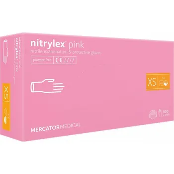 Vyšetřovací rukavice NITRYLEX PINK nitrilové vyšetřovací rukavice bez pudru, nesterilní, 100ks Velikost: XS