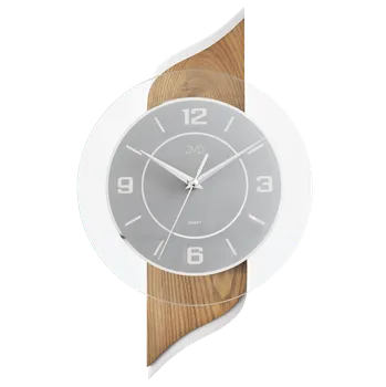 Hodiny JVD Dřevěné skleněné netikající tiché hodiny JVD NS22004/78 (hodiny s tichým chodem)