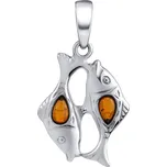 Stříbrný přívěsek znamení zvěrokruhu Ryby s Jantarem AAJ180P03