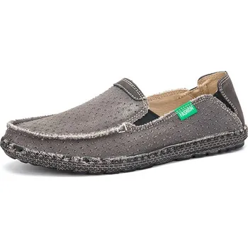 Pánské mokasíny Letní loafers plátěné mokasíny pánské s prošíváním Barva: Šedá, Velikost: 43