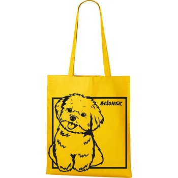 Plátěná taška Bišonek, Barva Žlutá, Velikost 40×45 cm, Canvas Nákupní taška Bezvatriko.cz 1067 - DTF/DTG