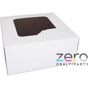 Jednorázové nádobí Krabice dortová s okýnkem 280 x 280 x 130 mm - bílá