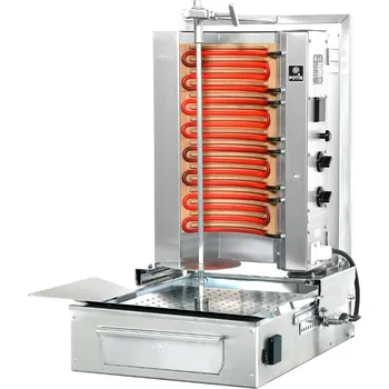 Kuchyňský gril Elektrický gril na kebab/gyros, 2 topná pole, zátěž 30 kg, 400V, 5,2 kW, dolní pohon 3,5 W, 760x620x840 mm | POTIS, F E2-N