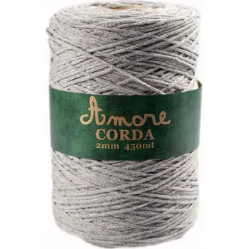 Příze Borgo de Pazzi Amore CORDA 2mm Šedá 730 (Špagátová příze Amore CORDA 2mm 730)