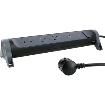 vypínač PRODLUŽOVACÍ PŘÍVOD 3X2P+T USB A+C PŘEP. OCHRANA VYP/ZAP KABEL 1,5M ČERNÁ/ŠEDÁ