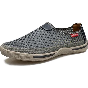 Pánské mokasíny Síťované loafers pánské letní boty Barva: Šedá, Velikost: 41