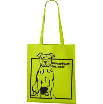 Plátěná taška Stafordširský bulteriér, Barva Limetková, Velikost 40×45 cm, Canvas Nákupní taška Bezvatriko.cz 1015