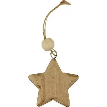 Vánoční dekorace Hvězda závěsná dřevěná 5 ks