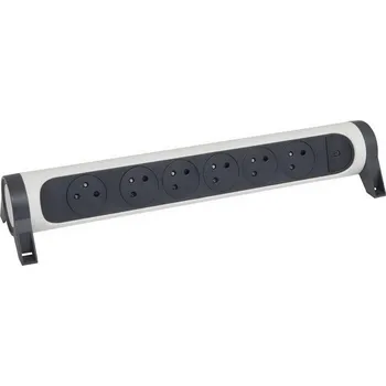 vypínač PRODLUŽOVACÍ PŘÍVOD 6X2P+T, VYP/ZAP, BEZ KABELU, BÍLÁ/TMAVĚ ŠEDÁ LEGRAND 049468