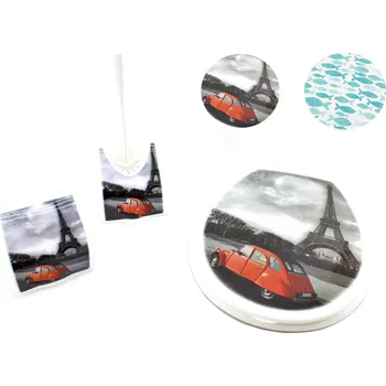 WC štětka WC sada 3 díly dekor plast