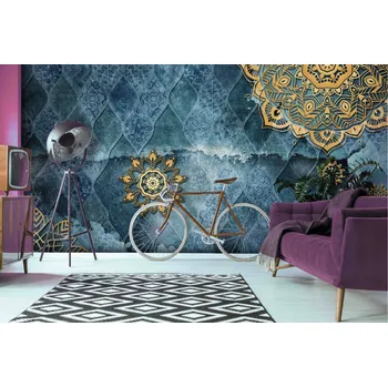 Tapeta Malvis ® Tapeta Mandala modro-zlatá Vel. (šířka x výška): 360 x 260 cm