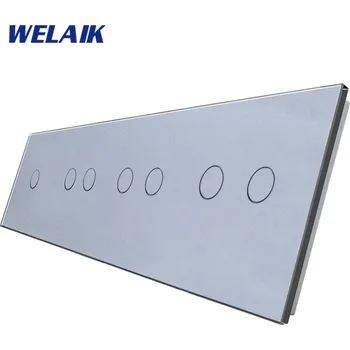 vypínač WELAIK čtyřnásobný panel vypínače skleněný 1+2+2+2 - šedý