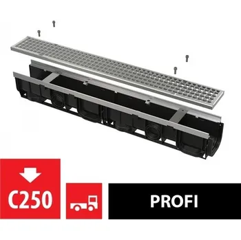 ALCAPLAST venkovní žlab 100mm s pozink. roštem, C250, AVZ103-R104