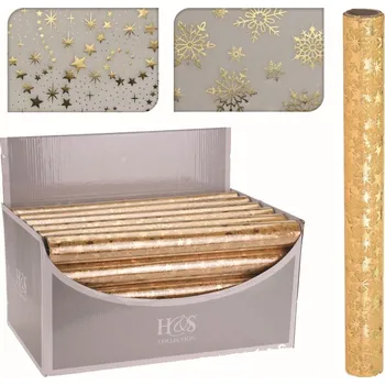 Látka dekorační 200x30 cm zlatá mix dekorů