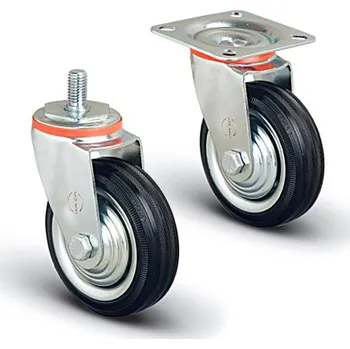 Pojezdové kolečko Průmyslové kolečko otočné, s otvorem, bez brzdy, ø100, ocelový disk, jehlové ložisko, černá pryž