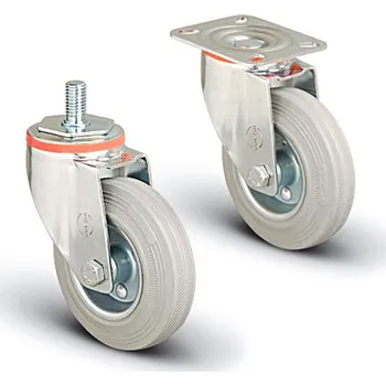 Pojezdové kolečko Průmyslové kolečko otočné, s deskou, bez brzdy, ø80, ocelový disk, jehlové ložisko, šedá pryž