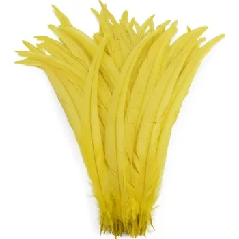 Výtvárné potřeby Kohoutí peří barvené 20-30 cm, barva žlutá