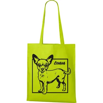 Plátěná taška Čivava, Barva Limetková, Velikost 40×45 cm, Canvas Nákupní taška Bezvatriko.cz 1052 - DTF/DTG