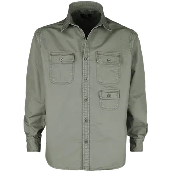 Pánská košile Dlouhý rukáv z RED by EMP - Košile s dlouhými rukávy v army stylu - Muži - zelená