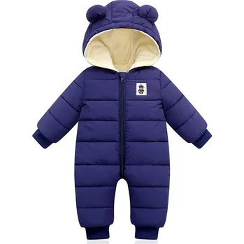 Kojenecká kombinéza Kojenecká zimní kombinéza s kapucí s oušky - Medvídek Barva: tmavě modrá, Velikost: 90/18-24M